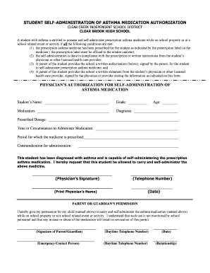 Asthma Medication Self-Administration Authorization