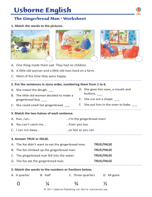The Gingerbread Man Worksheet