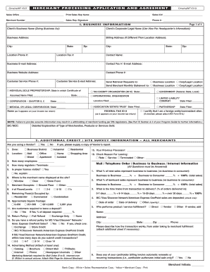 Merchant Processing Application and Agreement