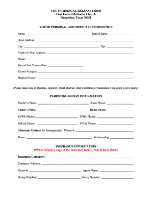 Youth Medical Release Form