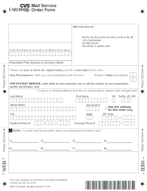 CVS Caremark Prescription Order Form