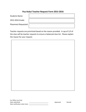 Teacher Request Form