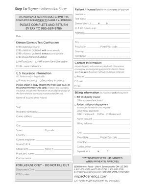 Patient Payment Information Sheet