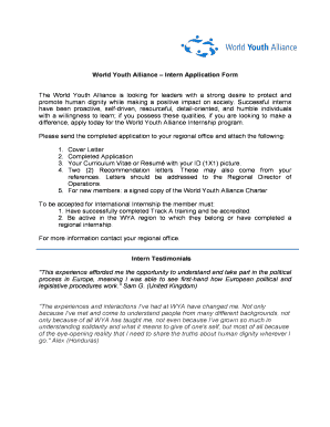 World Youth Alliance Intern Application Form