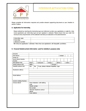 South African Internship Application Form