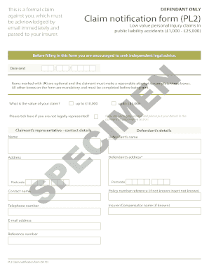 UK Personal Injury Claim Notification Form