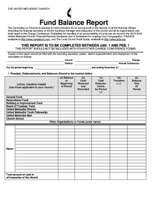 United Methodist Church Fund Balance Report