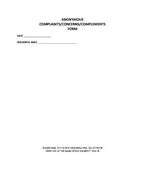 Anonymous Complaints Form