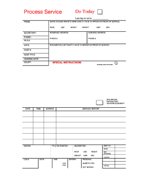 Process Service Do Today Form