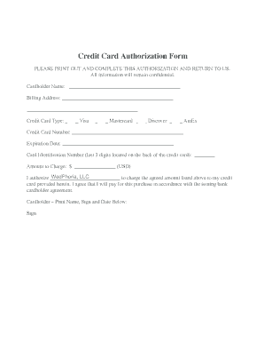 Credit Card Authorization Form