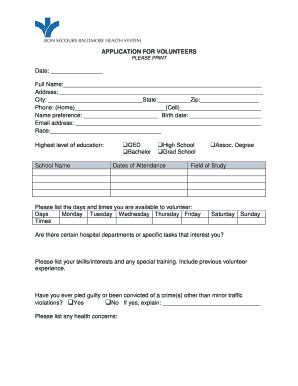 Volunteer Application Form