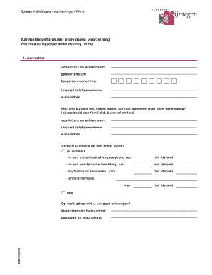 Aanmeldingsformulier individuele voorziening Wmo