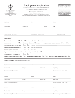 Davenport Hotels Employment Application