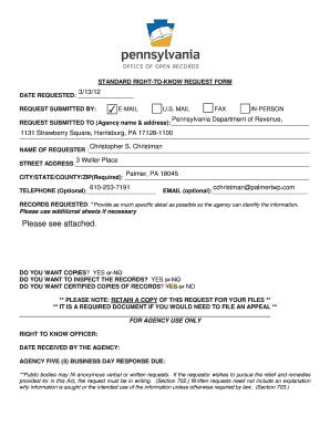 Pennsylvania Right-to-Know Request Form