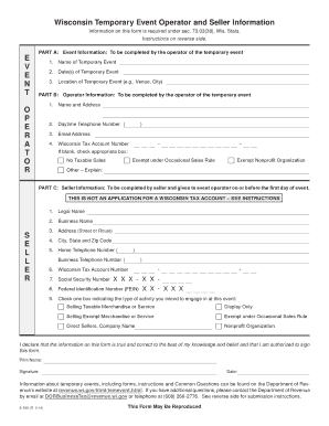Wisconsin Temporary Event Operator and Seller Information