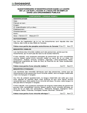 Questionnaire d’identification dans le cadre de la Loi sur l’accès à l’égalité en emploi