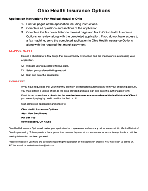 Ohio Health Insurance Application