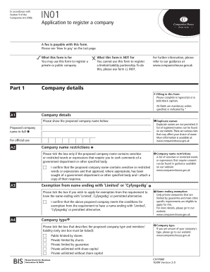 UK Company Registration Form IN01