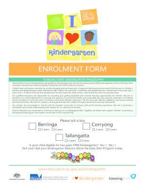 Towong Shire Kindergarten Enrolment Form