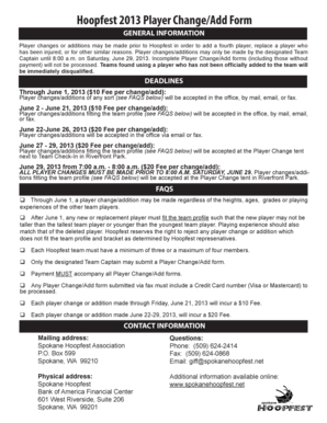 Hoopfest 2013 Player Change Form