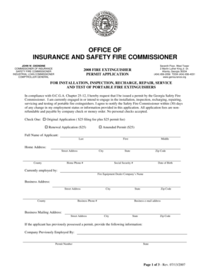 Georgia Portable Fire Extinguisher Permit Application