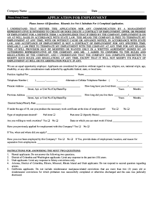 Employment Application Form