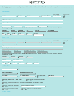Michigan Divorce Intake Form