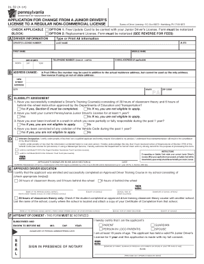 Pennsylvania Junior to Regular Driver License Application