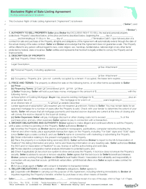 Exclusive Right of Sale Listing Agreement