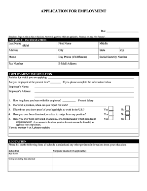 Employment Application Form