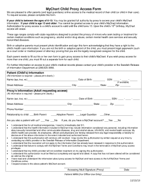 MyChart Child Proxy Access Form
