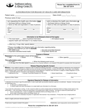 Authorization for Release of Health Care Information