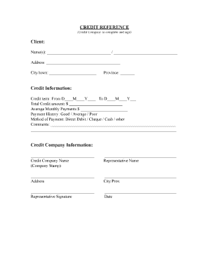 Credit Reference Form