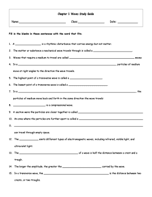 Waves Study Guide Worksheet