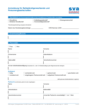 Anmeldung für Selbständigerwerbende und Personengesellschaften