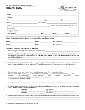 Medical Form and Participant Agreement