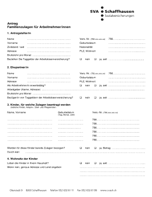 Antrag Familienzulagen für Arbeitnehmer/innen
