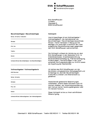 Bevollmächtigter / Bevollmächtigte Vollmacht