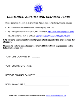 Customer ACH Refund Request Form