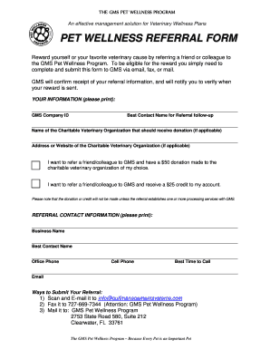 GMS Pet Wellness Referral Form