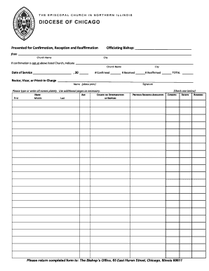 Episcopal Church Confirmation Form