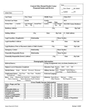 Mental Health Financial Intake Form