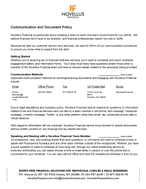 Novellus Financial Communication and Document Policy