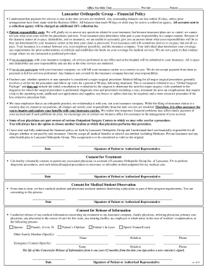 Lancaster Orthopedic Group Financial Policy and Consent Forms