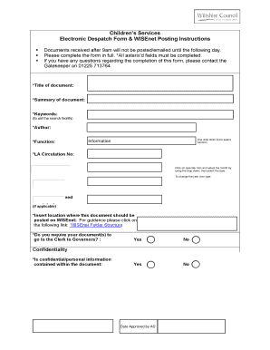 Childrens Services Electronic Despatch Form amp WISEnet - wisenet wiltshire gov