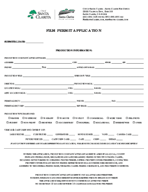 Santa Clarita Film Permit Application