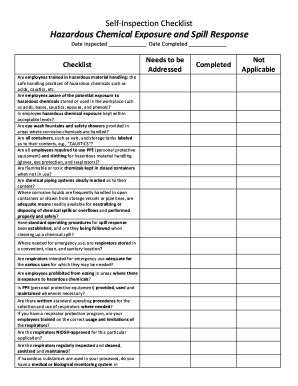 Hazardous Chemical Exposure Checklist