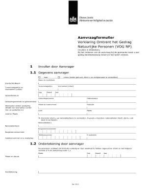 Aanvraagformulier VOG NP
