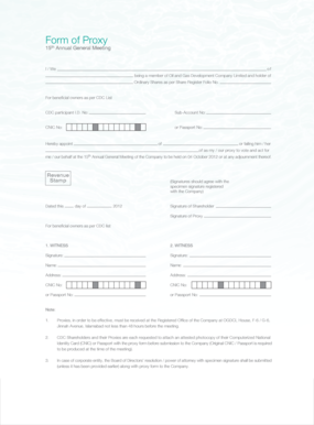 Proxy Form for Annual General Meeting