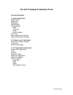 On-Job Training Evaluation Form